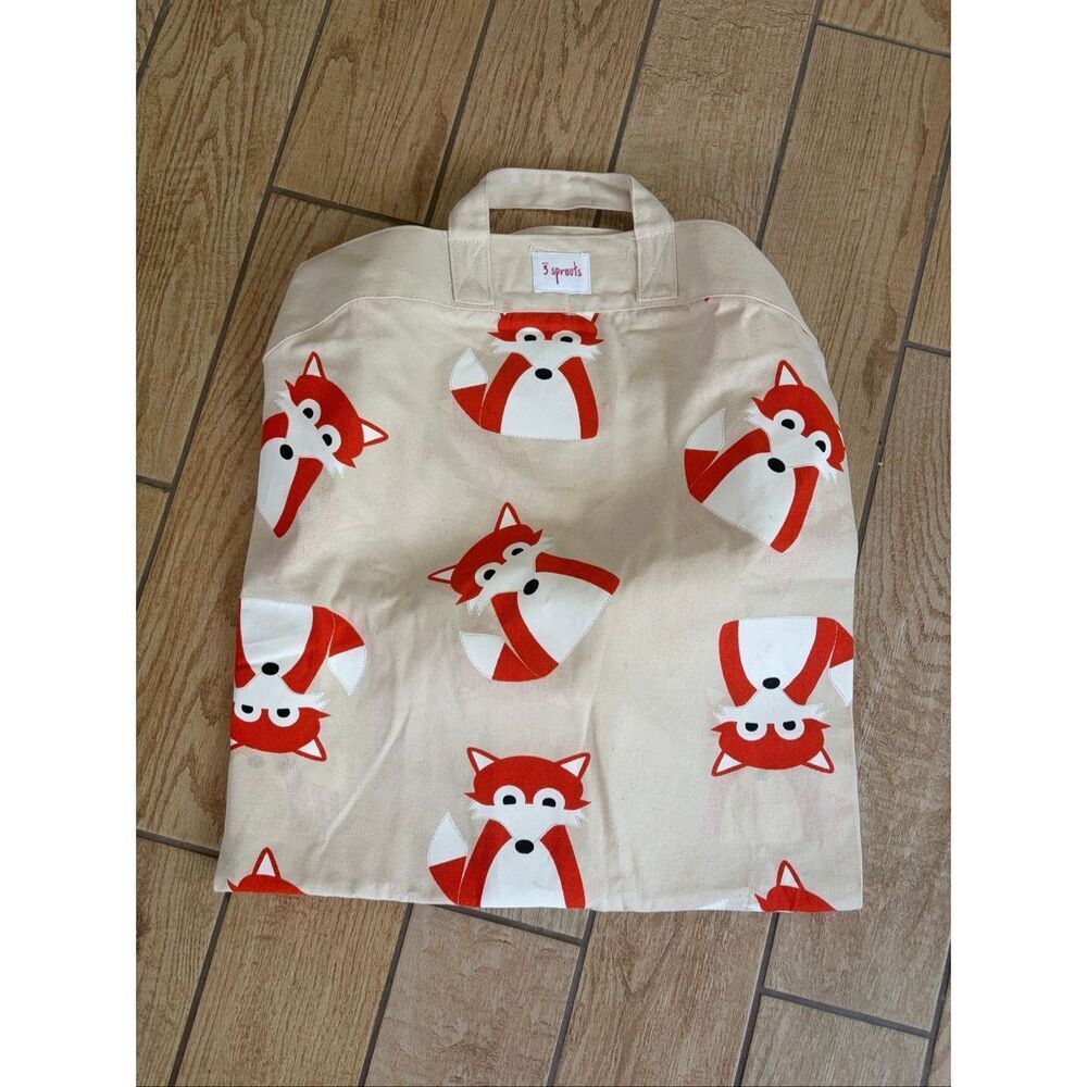 3 Sprouts Convertible Toy Storage Bag and Portable Play Mat Fox Pattern